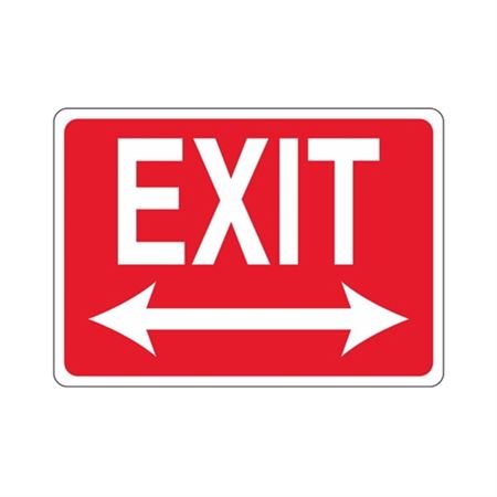 EXIT Double Arrow (White Text on Red) 10"x14" Sign